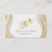Luxe gouden bloemen visitekaartje (Voorkant)