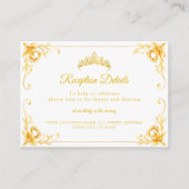 Luxe Gouden Bloemen Wit en Goud Quinceañera Informatiekaartje (Voorkant)