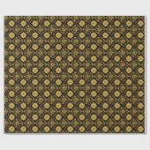 Luxe Gouden Bloemendamaskpatroon op Zwart Cadeaupapier (Vlak)