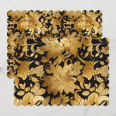 Luxe gouden bloemendruk op zwarte achtergrond kaart (Voorkant / Achterkant)