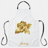 Luxe Gouden Bloemenglitter Typografie Schort (Voorkant)