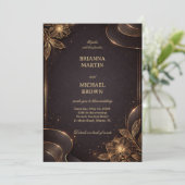 Luxe Gouden Bloemgolf Kaart (Staand voorkant)