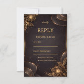 Luxe Gouden Bloemgolf RSVP Kaartje (Voorkant)