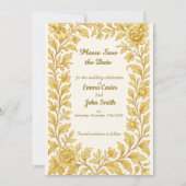 Luxe Gouden Bloemige Save the Date (Voorkant)