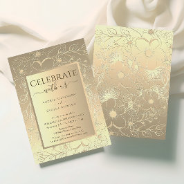 Luxe Gouden Bloemige Trouwreceptie Kaart