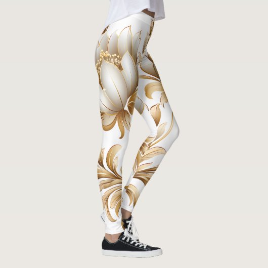 Luxe gouden bloemmotief Leggings (Rechts)