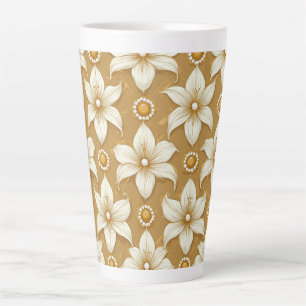 Luxe gouden bloempatroon met witte lelie moti latte mok