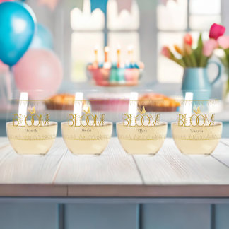 Luxe gouden bloemrijke drankservies-set van 4 wijnglas zonder voet