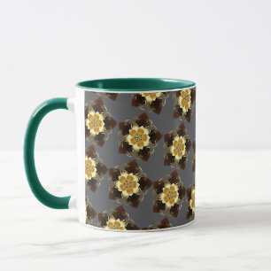 Luxe Gouden Bloemrijke Mandala Sierontwerp Mok