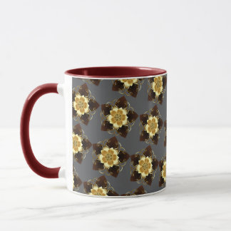 Luxe Gouden Bloemrijke Mandala Sierontwerp Mok