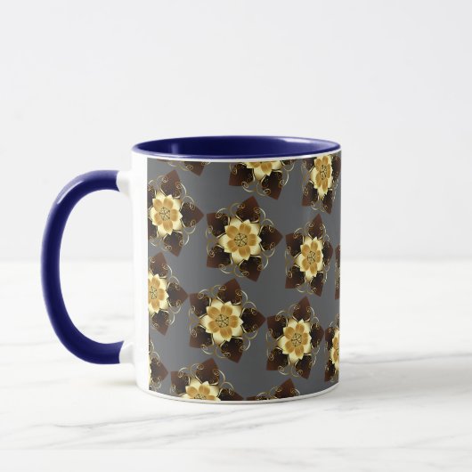 Luxe Gouden Bloemrijke Mandala Sierontwerp Mok (Links)