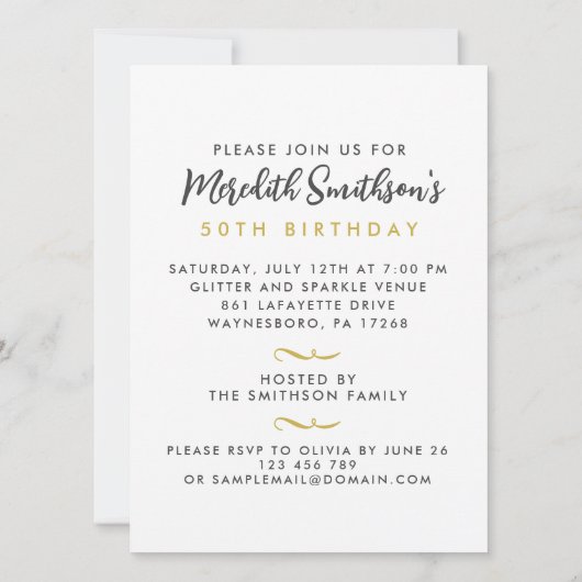 Luxe Gouden Bloemstuk Aangepaste Foto 50 En Fabulo Kaart (Achterkant)