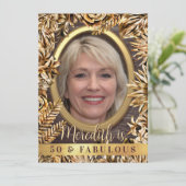 Luxe Gouden Bloemstuk Aangepaste Foto 50 En Fabulo Kaart (Staand voorkant)