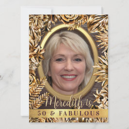 Luxe Gouden Bloemstuk Aangepaste Foto 50 En Fabulo Kaart