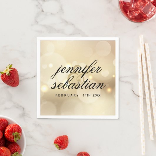 Luxe gouden bokeh BRUILOFT MONOGRAM Servet (Insitu)