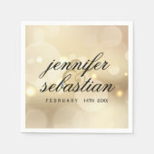 Luxe gouden bokeh BRUILOFT MONOGRAM Servet (Voorkant)