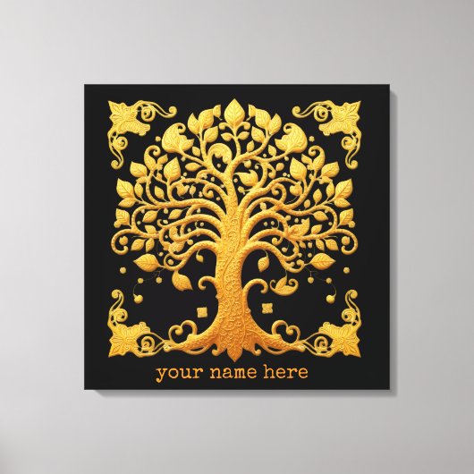 Luxe Gouden Boom des Levens Canvas Afdruk (Voorkant)