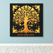 Luxe Gouden Boom des Levens Canvas Afdruk (Insitu (Houten vloer))