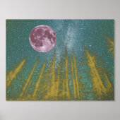 Luxe Gouden Boom Roze Maan Galaxy Real Folie Afdrukken (Voorkant)