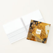 Luxe Gouden Borden Sparkle Monogram Vierkant Notitieboek (Binnen)