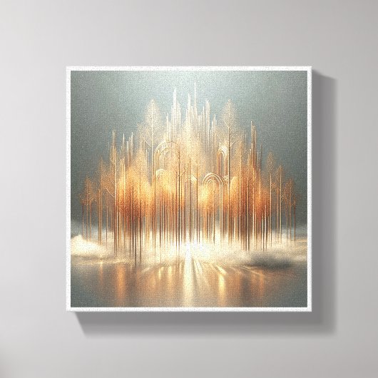 Luxe Gouden Bos Abstract - Moderne Architectuur Canvas Afdruk (Voorkant)
