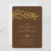 Luxe Gouden Botanische Bladgroen Bruiloft Kaart (Voorkant)