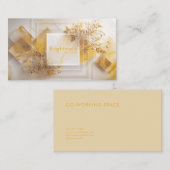 Luxe gouden botanische en witte marmeren geometris visitekaartje (Voorkant / Achterkant)