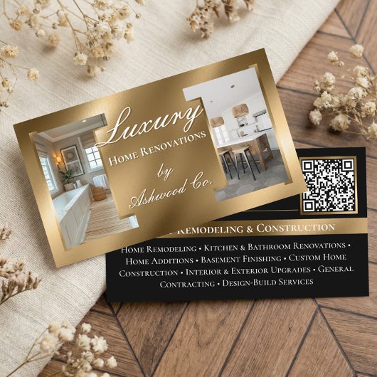 Luxe Gouden Bouwer Bouwbedrijf Foto QR Code Visitekaartje