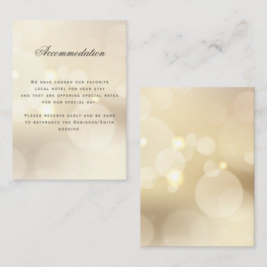 Luxe Gouden Bruiloft Accommodatie Details Informatiekaartje (Voorkant / Achterkant)