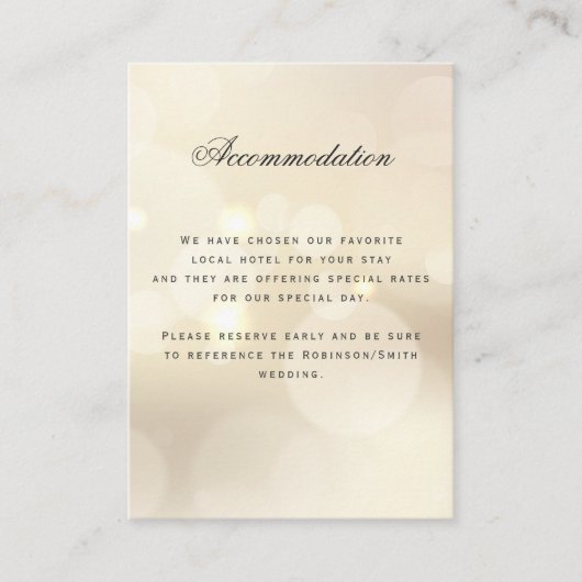 Luxe Gouden Bruiloft Accommodatie Details Informatiekaartje (Voorkant)