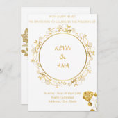 Luxe gouden bruiloft uitnodigingen |  (Voorkant / Achterkant)