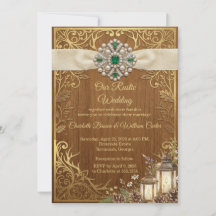 Luxe Gouden Bruiloftsinvatie van Ruwhout Elegant