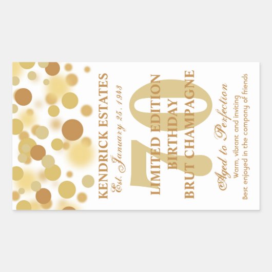 Luxe Gouden Champagne Bubbles Verjaardag Label 750 (Voorkant)