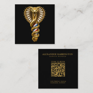 Luxe Gouden Cobra Kapperszaak Logo Kapper Vierkante Visitekaartje