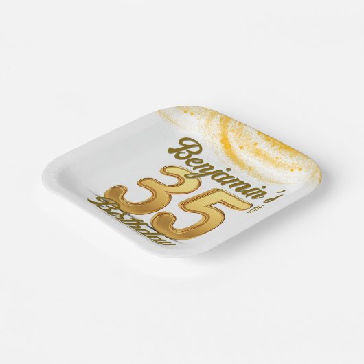 Luxe gouden Confetti 35e verjaardag Papieren Bordje (Gebogen)