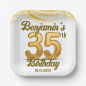 Luxe gouden Confetti 35e verjaardag Papieren Bordje (Voorkant)