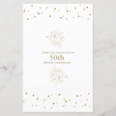 Luxe Gouden Confetti 50ste Huwelijksjubileum Menu (Achterkant)
