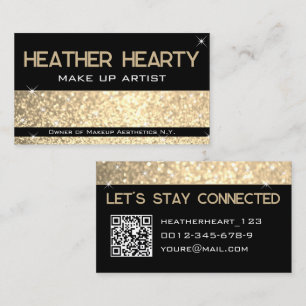 Luxe Gouden Crème Gouden Beige Glitter QR-code Visitekaartje