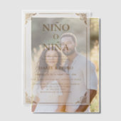 Luxe Gouden  Crème Spaans Geslacht Onthulling Vellum Uitnodigingen (Offset (Koppel))