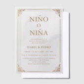 Luxe Gouden  Crème Spaans Geslacht Onthulling Vellum Uitnodigingen (Offset)