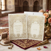 Luxe Gouden Damast Arabesque Moslim Bruiloft Kaart