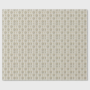 Luxe Gouden Damast Naadloos Bloemmotief Cadeaupapier