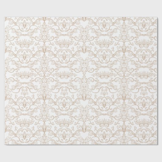 Luxe Gouden Damast Naadloos Cadeaupapier (Vlak)
