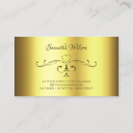 Luxe gouden decor  decoratieve hoekranden visitekaartje (Achterkant)