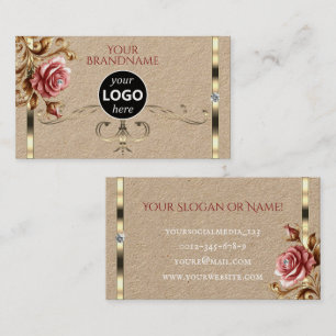 Luxe Gouden Decor Roos Diamanten Logo Visitekaartje