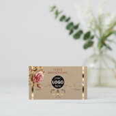 Luxe Gouden Decor  Roos Diamanten Logo Visitekaartje (Staand voorkant)