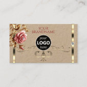 Luxe Gouden Decor  Roos Diamanten Logo Visitekaartje (Voorkant)
