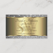 Luxe Gouden Decor Sparkle Silver Glitter Initialen Visitekaartje (Achterkant)