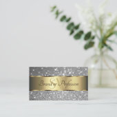 Luxe Gouden Decor Sparkle Silver Glitter Initialen Visitekaartje (Staand voorkant)