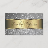 Luxe Gouden Decor Sparkle Silver Glitter Initialen Visitekaartje (Voorkant)
